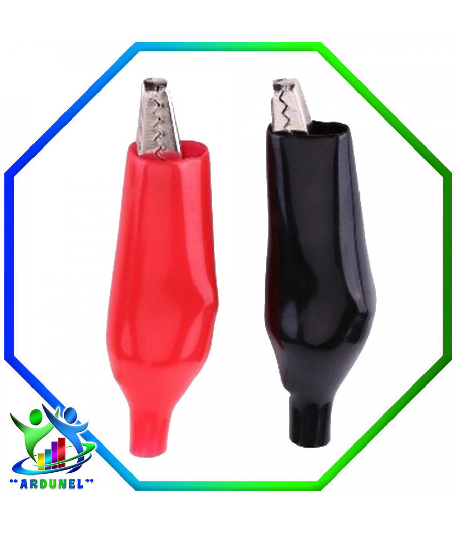  IIVVERR - Pinzas de cocodrilo con mango de plástico negro y  rojo, 2 unidades : Industrial y Científico